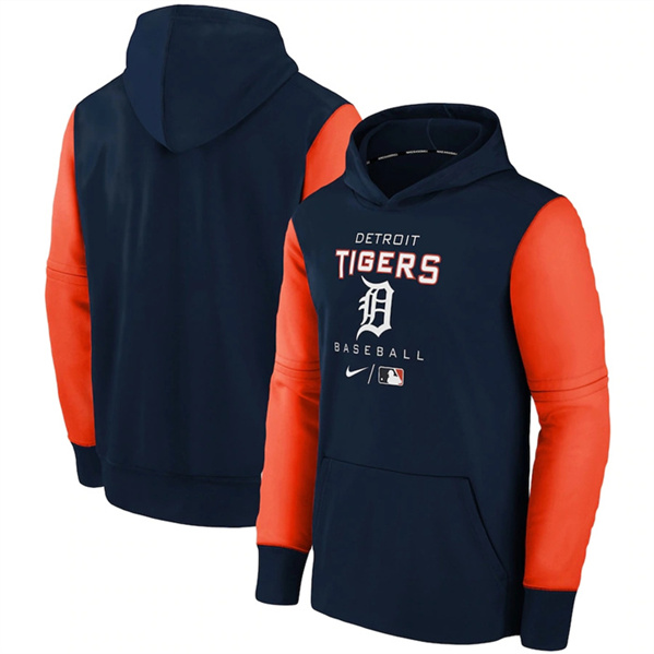 Men's Detroit Tigers Navy 2022 Therma Performance Pullover Hoodie - Click Image to Close